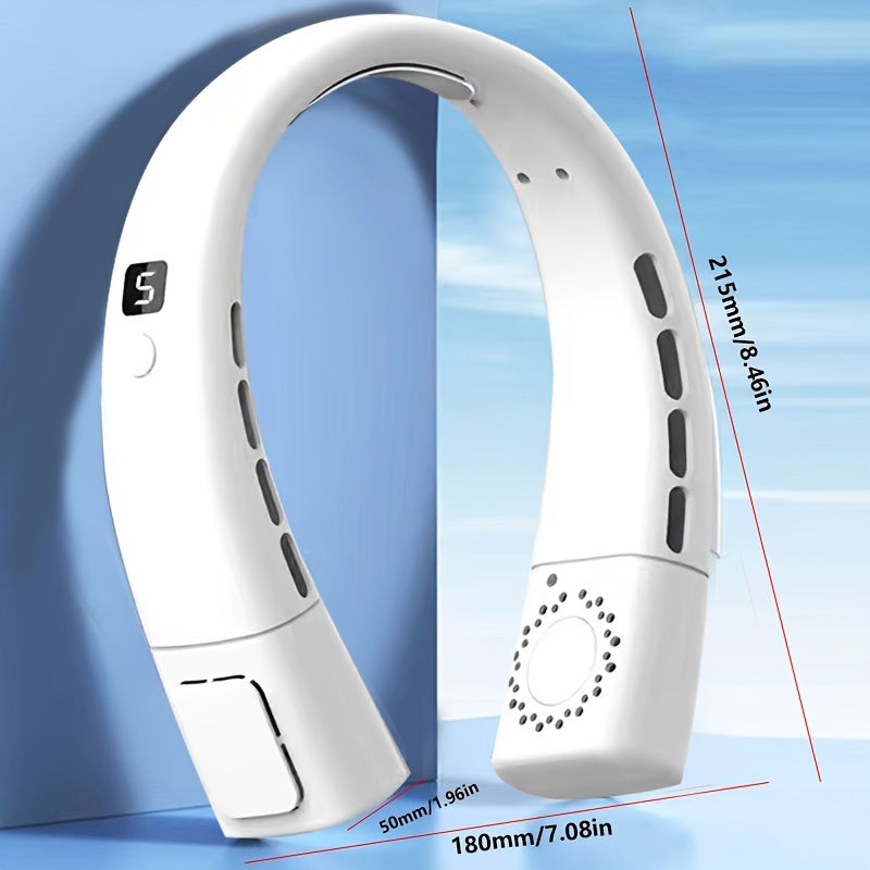 Hands-Free Neck Fan with LED Display, Rechargeable Bladeless Personal Cooling