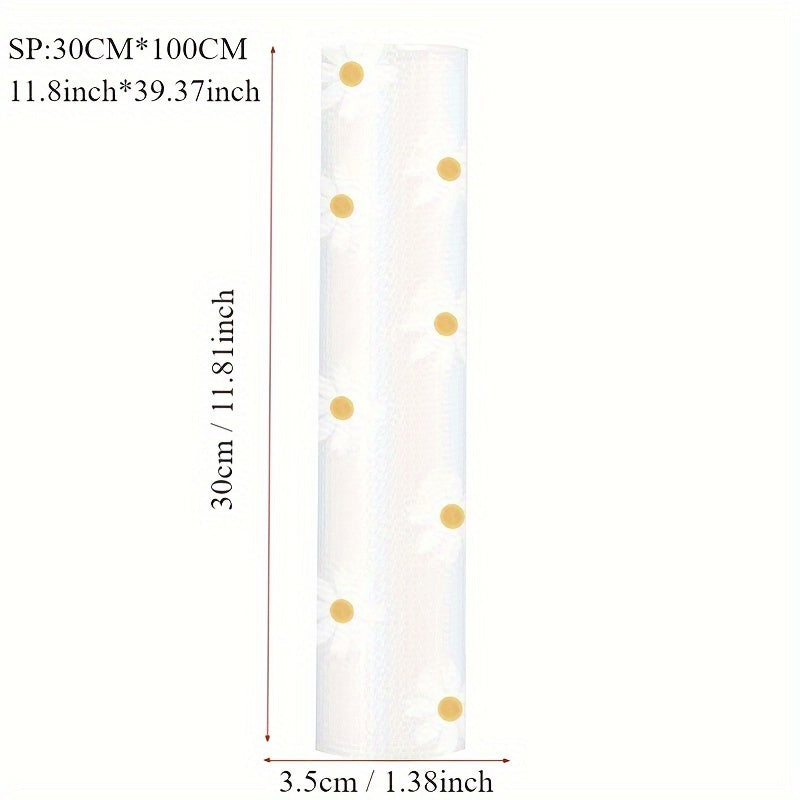 Daisy Pattern Waterproof Non-Slip Kitchen Mat Roll for Cabinets Drawers Refrigerators
