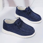 Boys Canvas Sneakers Low Top Slip-On Casual Shoes All-Season Durable EVA Sole