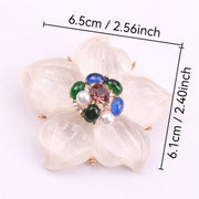 Iridescent Floral Brooch Pin with Rhinestones for Clothing Bags and Hats
