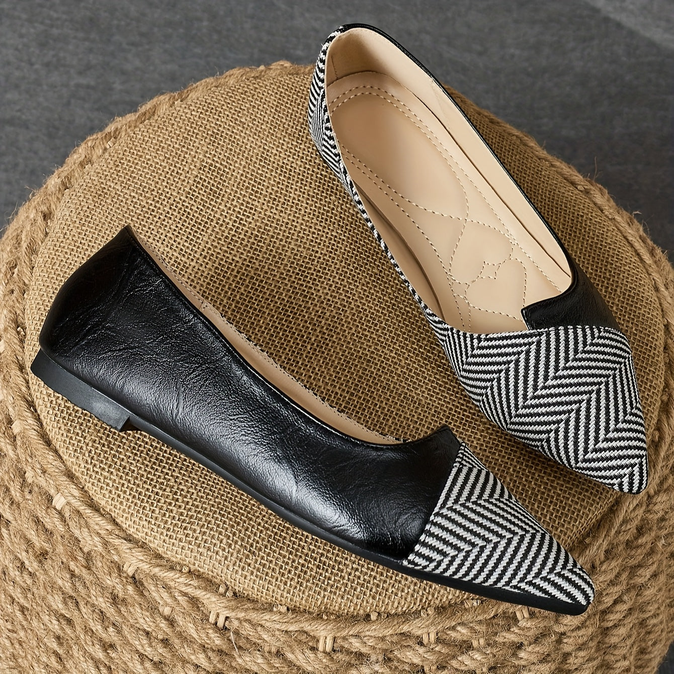 Women's Flat Shoes With Leopard Print Pointed Toe Rubber Sole Casual Office