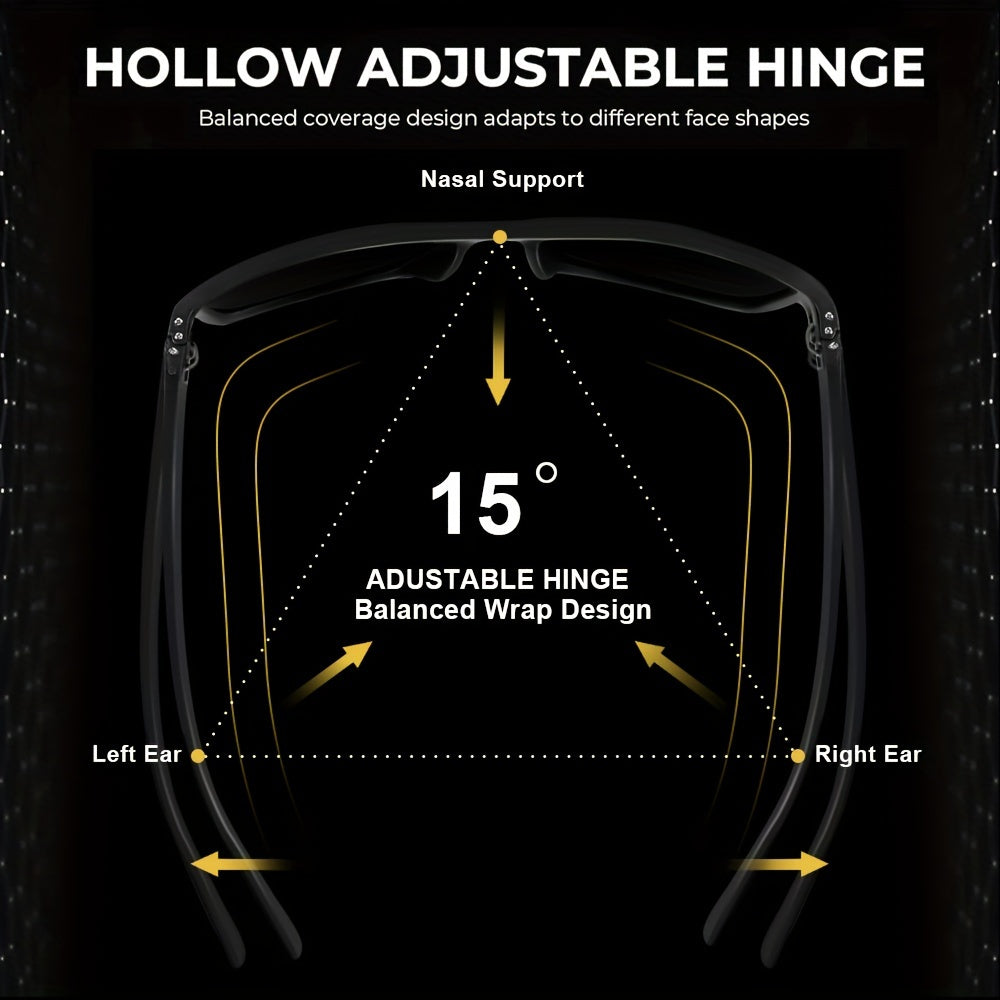 Erkaklar uchun kvadratli polarizatsiyalangan ko‘zoynaklar, engil, zamonaviy, haydash, baliq ovlash, golf uchun
