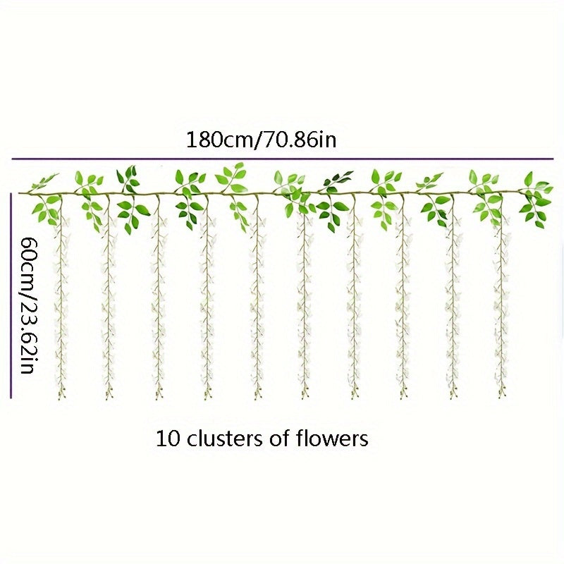 Artificial Wisteria Garland 182.88cm Faux Purple Vine Flowers for Outdoor Home Decor