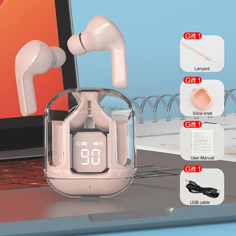 Wireless Earbuds with LED Battery Display Dual Microphones In-Ear Sports Headphones