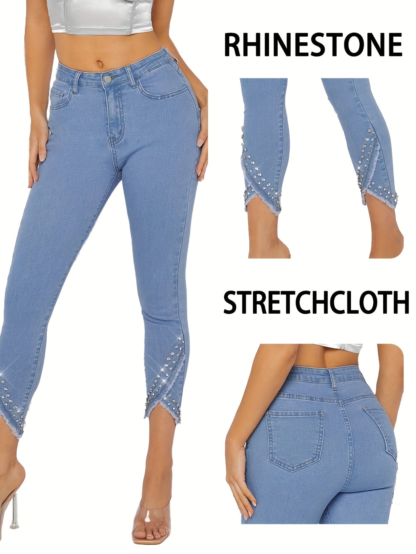 Women's Plus Size Slim Fit Elastic Diamond Hem Nine-Tenths Pants