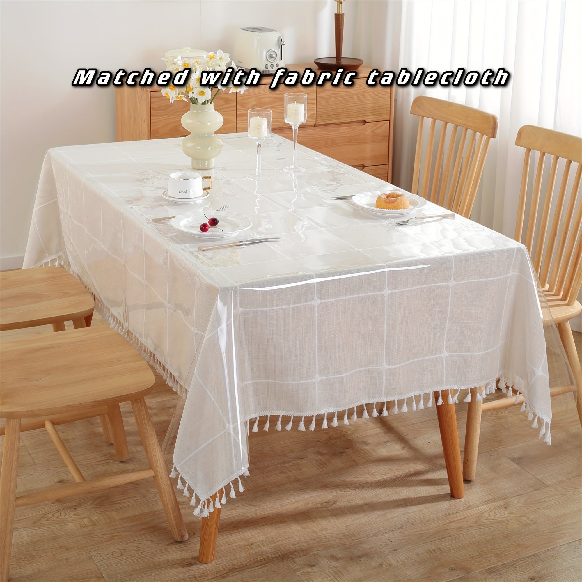 PVC Tablecloth Waterproof Stain-Resistant Heat-Resistant Easy to Clean for Home Use
