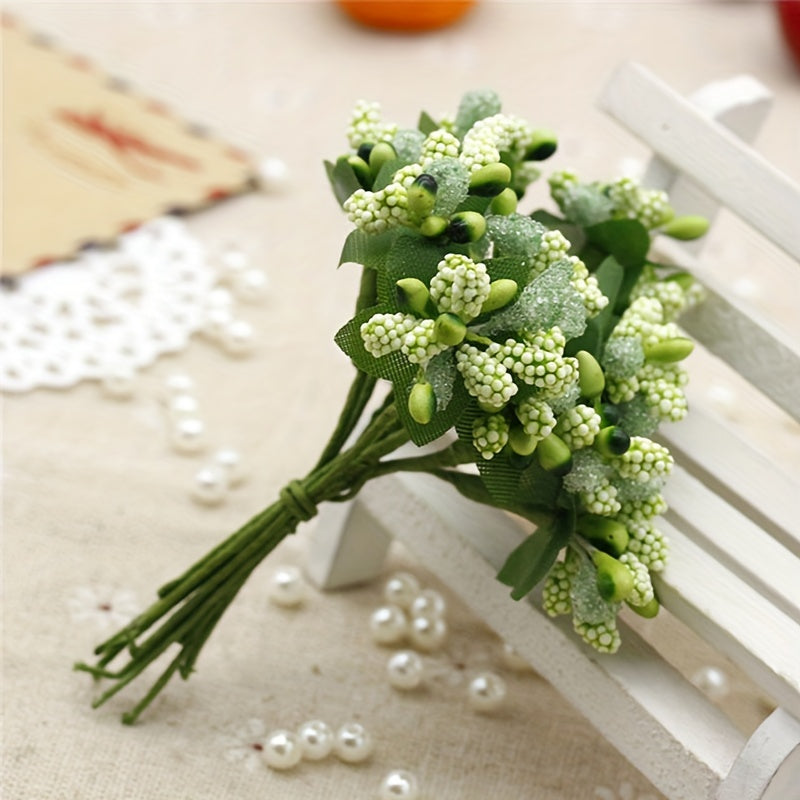 Artificial Pearl Flowers with Foam Fruits for Gift Boxes, Wreaths, Vase Decor