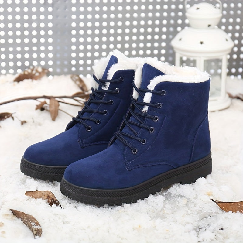 Women's Snow Boots Platform Lace Up Winter Short Boots