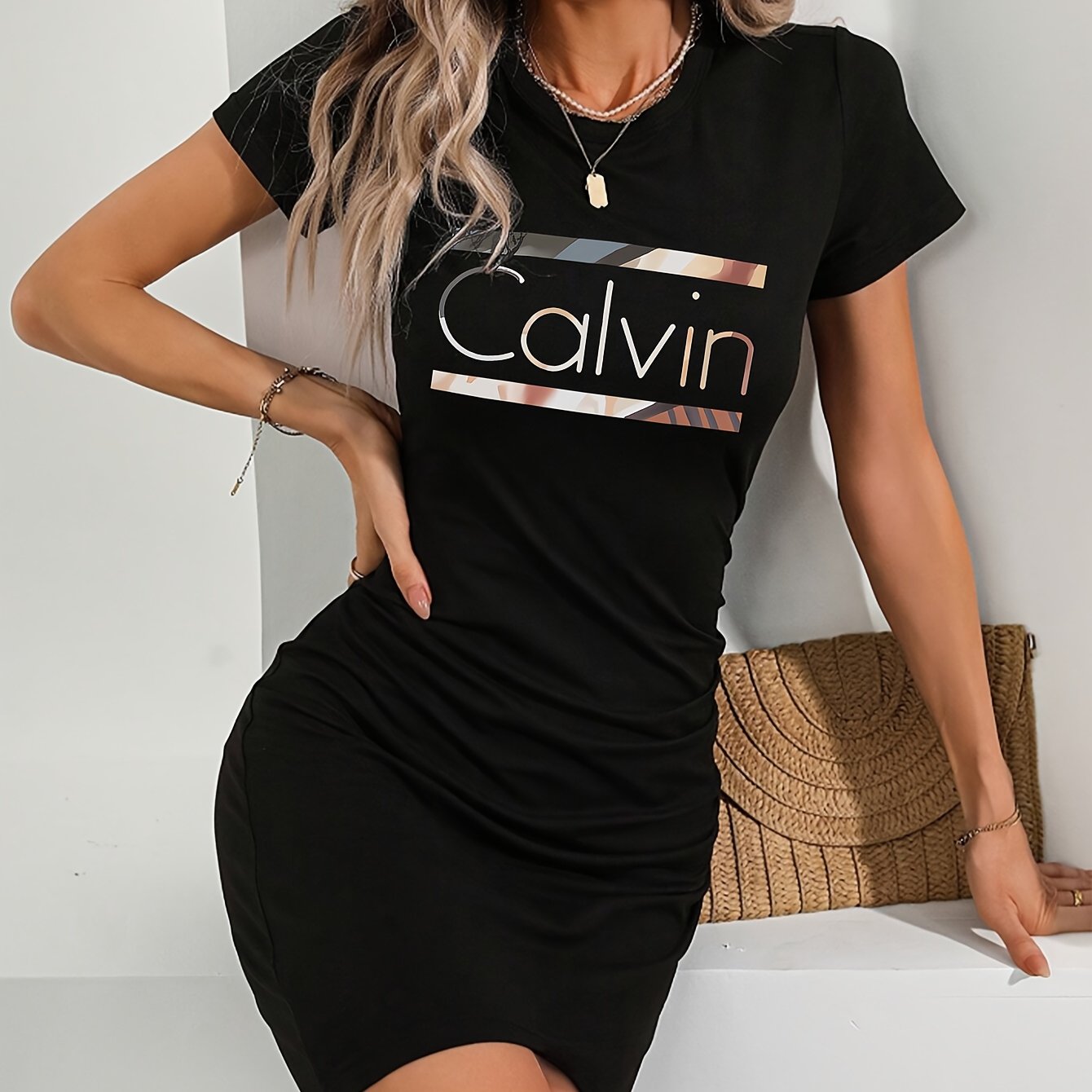 Ayollar uchun Bodycon T-shirt kiyi, elastik, nafas oladigan, qora, yupqa fit, kundalik