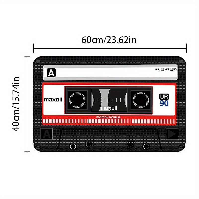 Retro Kasseta Lenta Ilhomlangan Eski Mat - Yorqin, Sirpanmas va Dog'ga Bardoshli Oshxona Gilami Uy Dizayni, Kirish Joyi va Esik Oldi Uchun