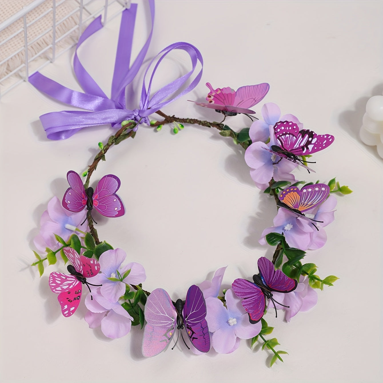 Butterfly Wreath for Spring and Summer Photography Stage Performance Headwear Accessory