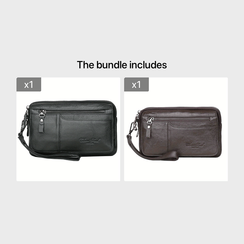 Мужская кожаная деловая клатч-ключница с отсоединяемым ремешком на запястье