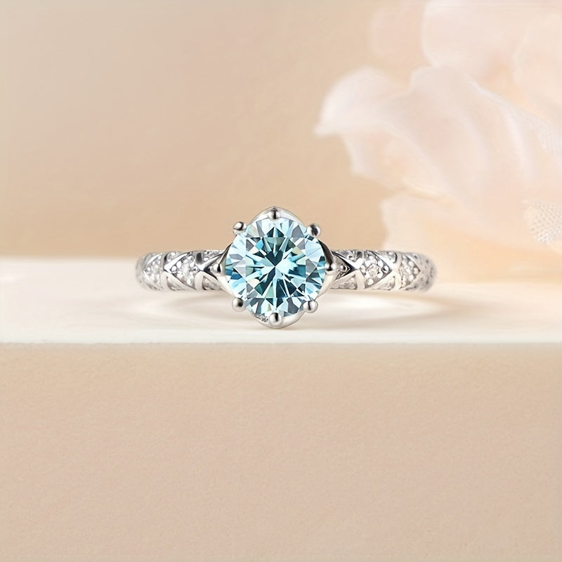 Moissanite Jewelry Set Necklace and Ring in Sterling Silver Engagement Wedding Gift