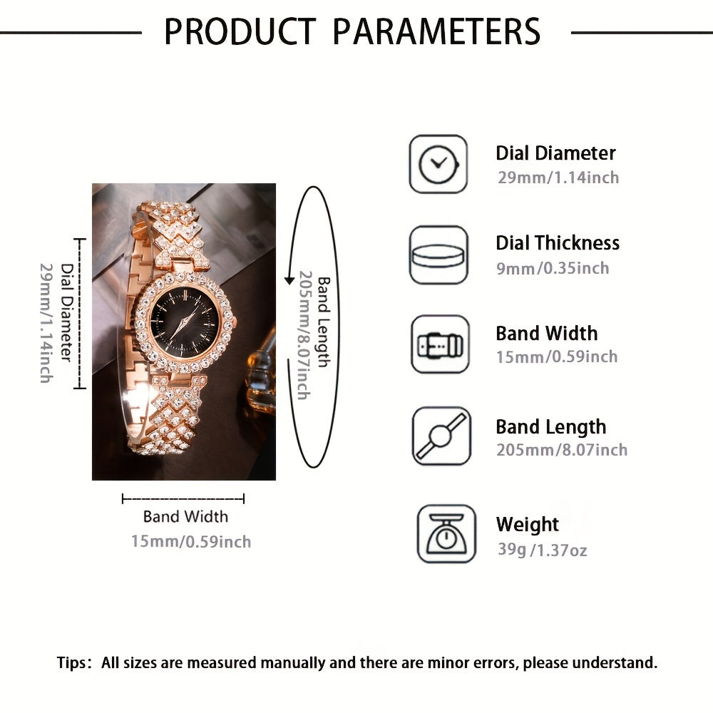 Set of 5 Elegant Fashion Analog Wrist Watches with Rhinestones and Quartz for Women