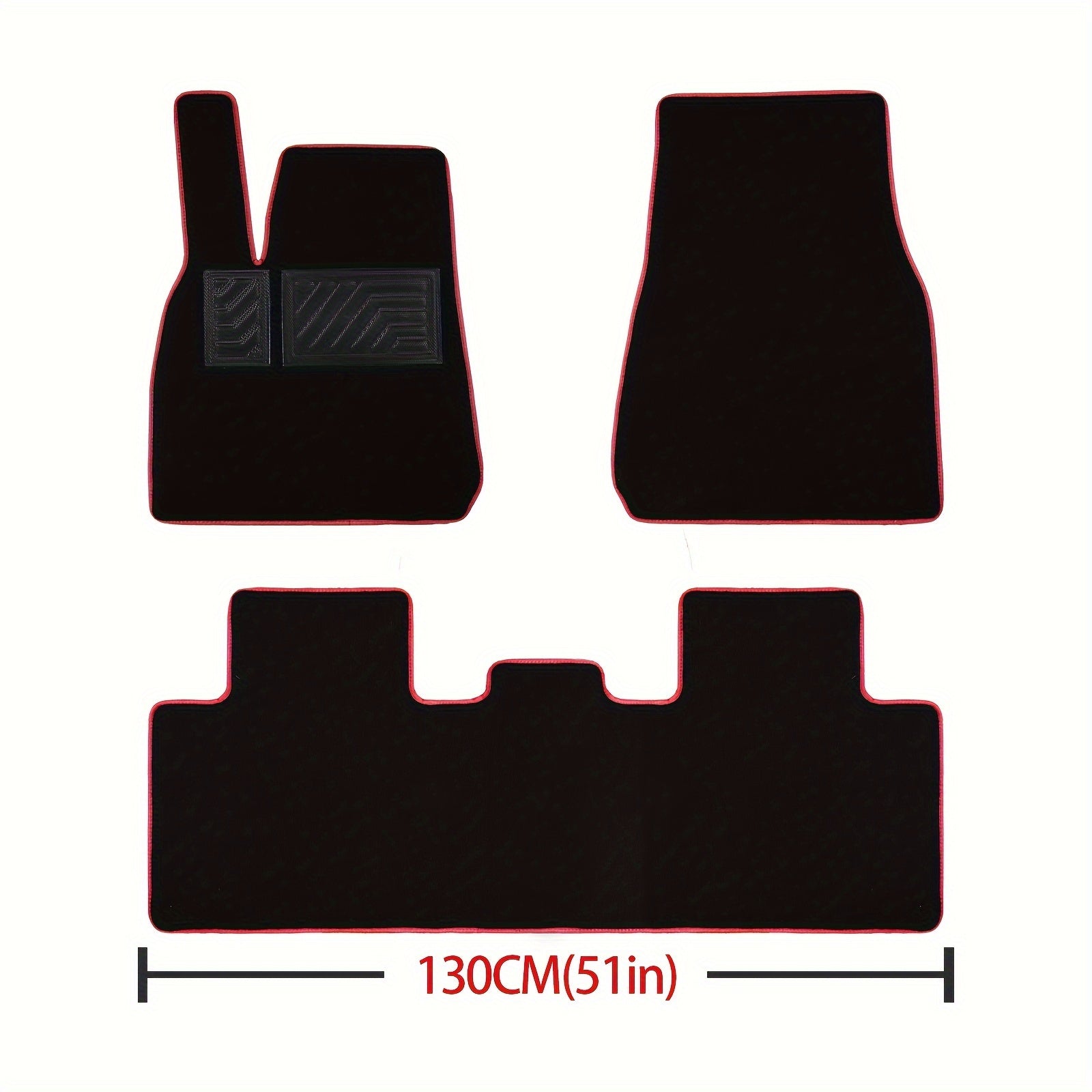 Custom All-Weather Carpet Floor Mats for Tesla Model Y Left Drive Red Edging