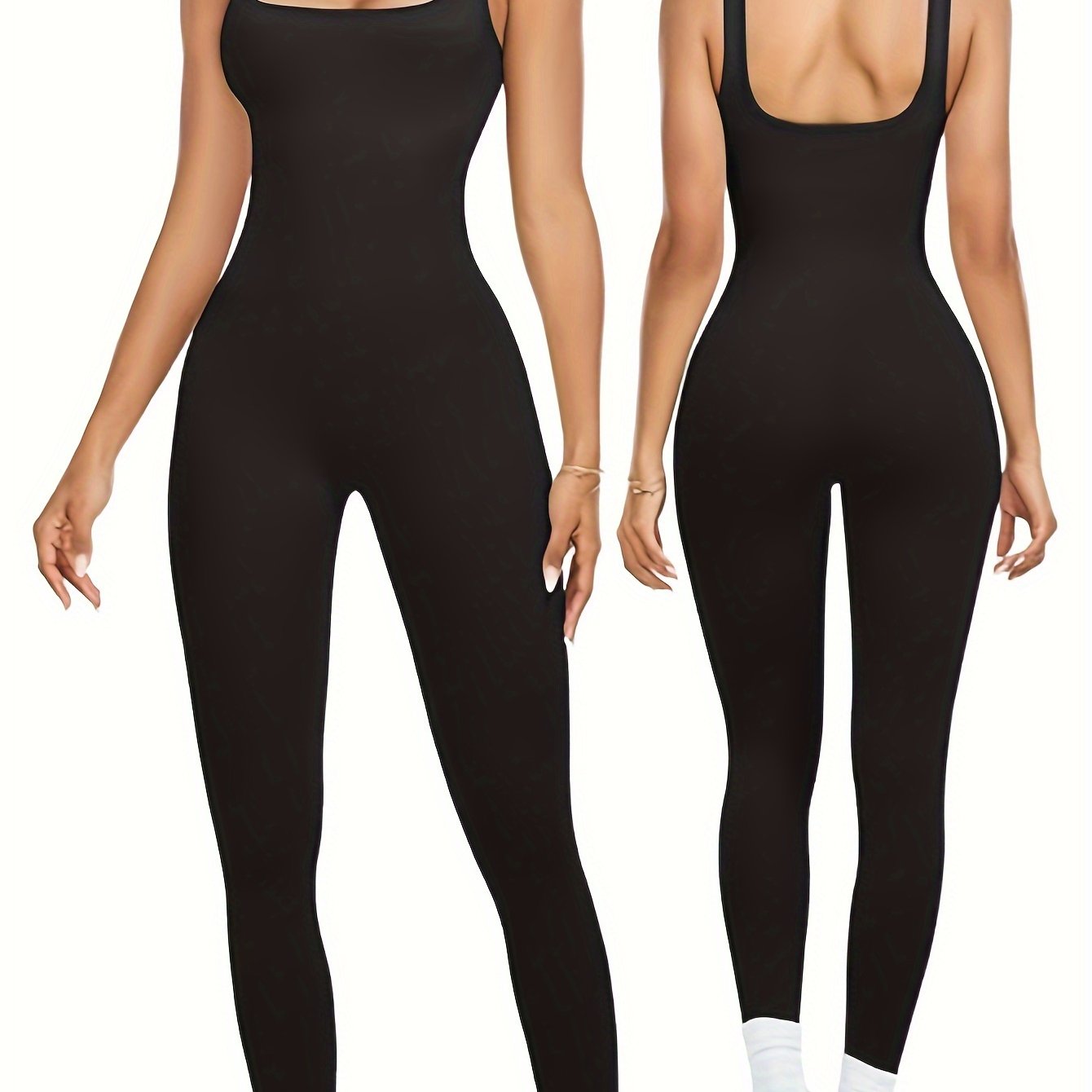 Women's Plus Size Tummy Control Seamless Body Shaping Jumpsuit Solid Color