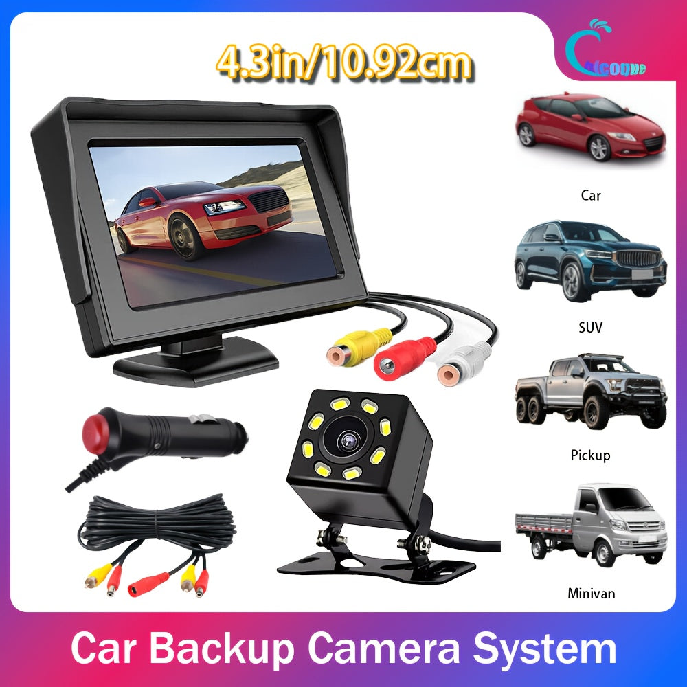 Avtomobil orqa kamera tizimi 4.3 dyuymli LCD HD kechqurun ko‘rish keng burchak