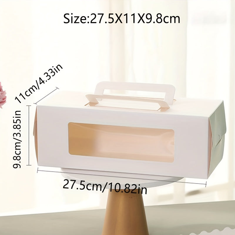 Pack of 5/10 Pastry Cake Roll Boxes with Clear Window for Swiss Mousse Pastries