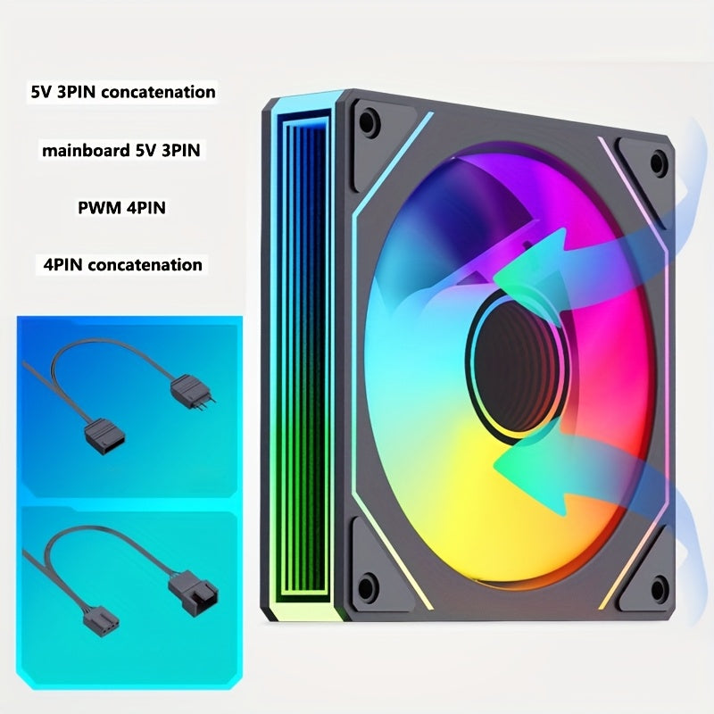 12cm Silent ARGB Computer Case Fan with Temperature Control for Air and Water Cooling