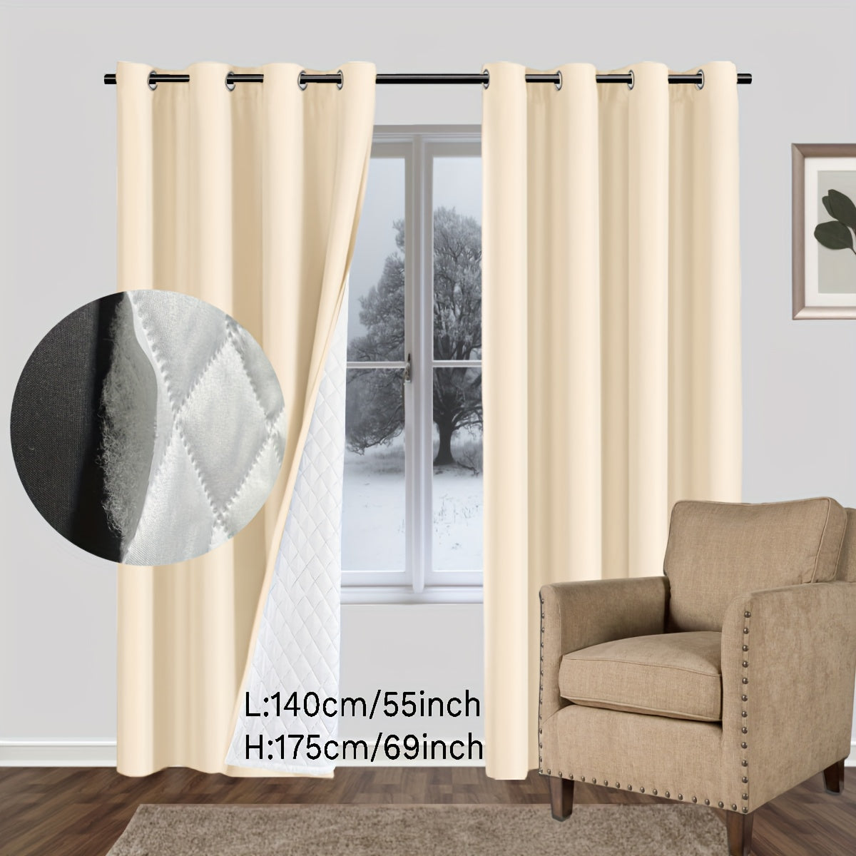 Thickened Soundproof Windproof Curtain Panels for Modern Home Door or Room Divider