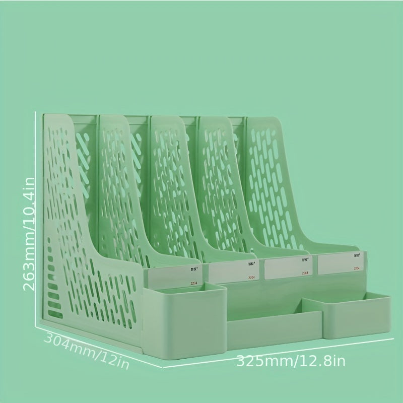 Desktop File Organizer with Pen Holder, PP Material, Office Supplies Storage