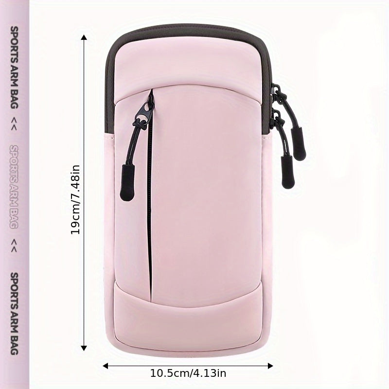 Waterproof Arm Phone Bag Polyester Fiber Zipper Closure for Running Hiking Fitness Adjustable Wristband Mobile Pouch