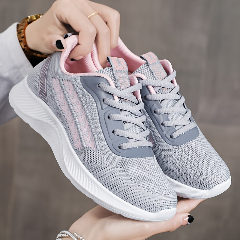 Women's Breathable Mesh Running Shoes Lightweight Low Top Lace-Up Casual Sneakers