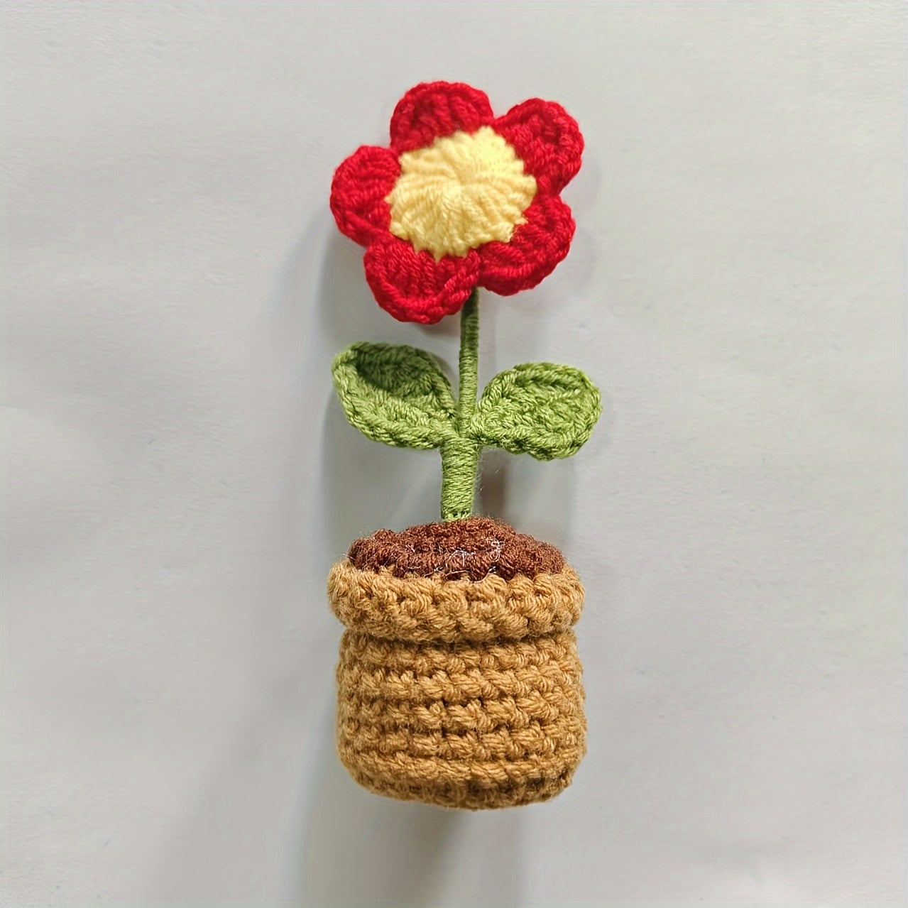 Crochet Heart Plant Decor with Artificial Peony for Valentine's Day Home Decor