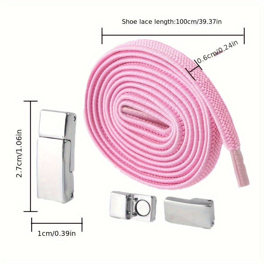 Unisex Metal Magnetic Shoelace Buckle Solid Color Elastic Lace Clip