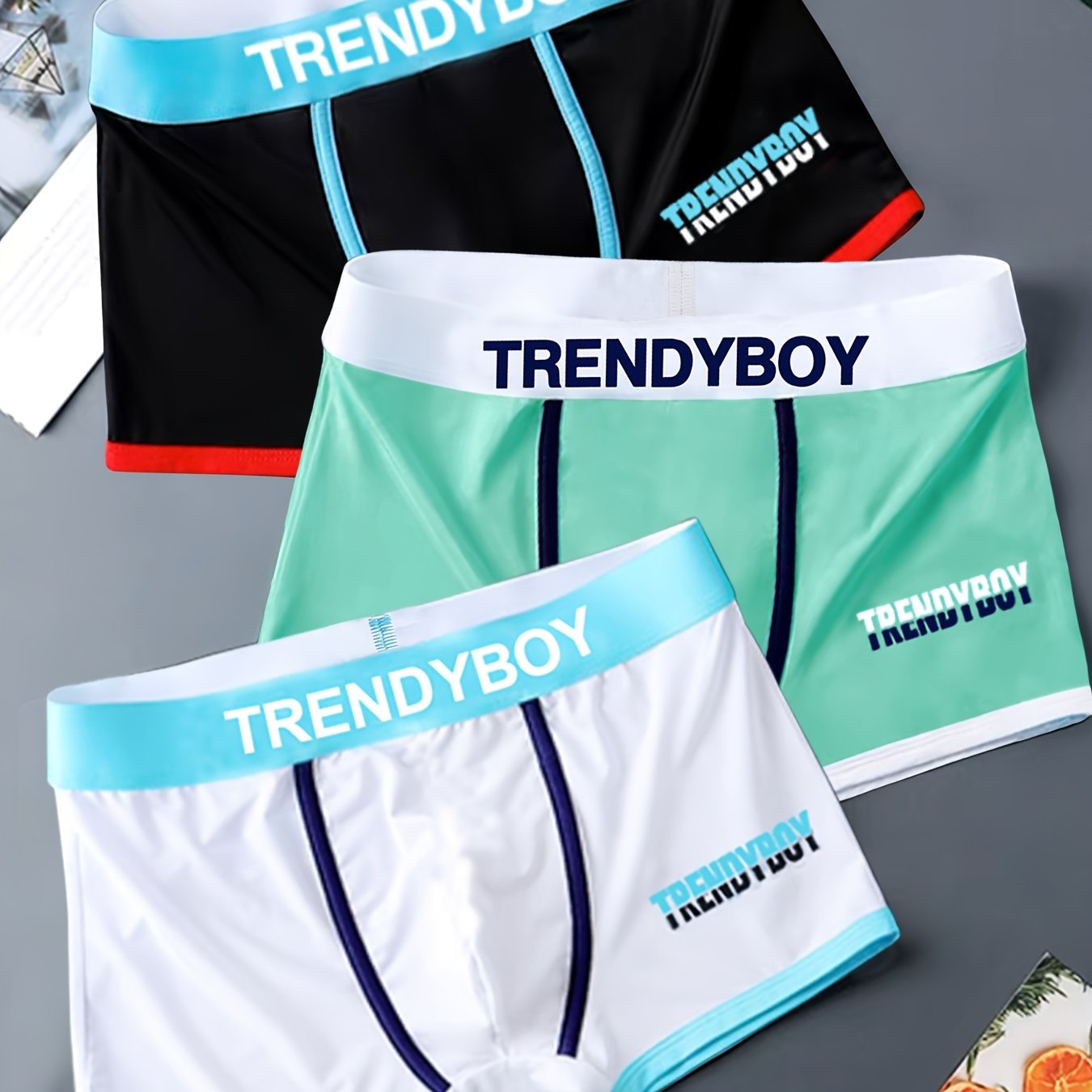 Men's Square-Cut Sports Boxing Shorts Breathable Comfortable Underwear Set of Three