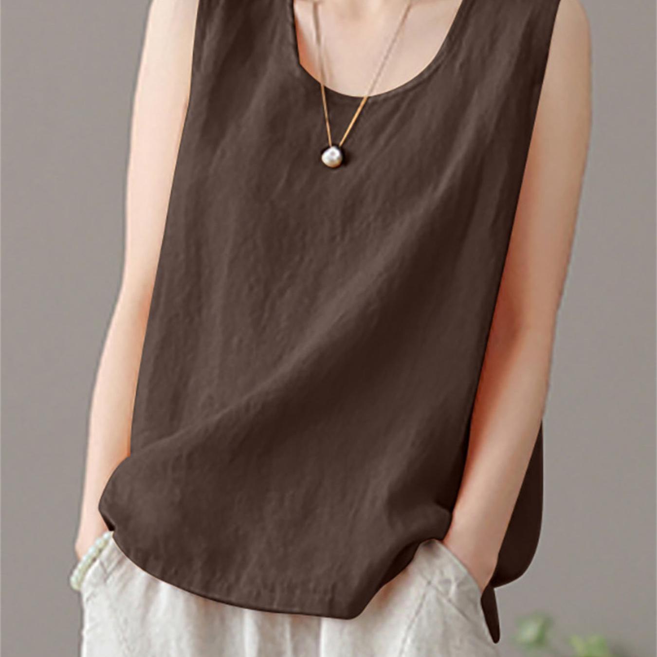 Женская майка без рукавов большого размера из хлопка, повседневная летняя жилетка