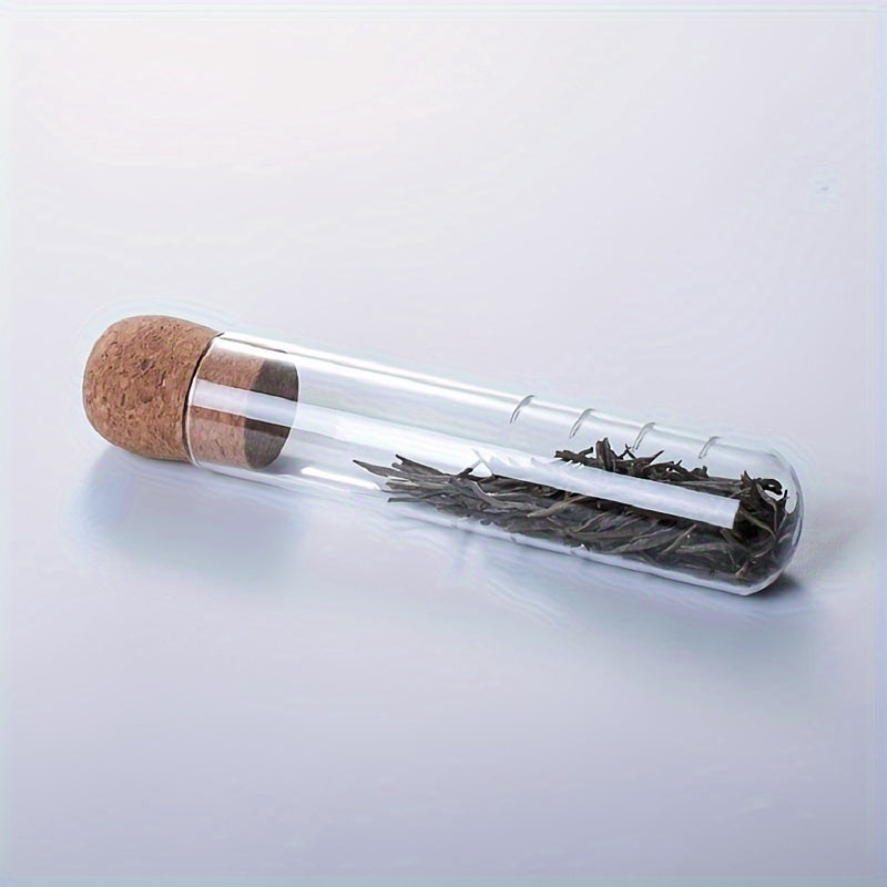 Glass Tea Infuser Bottle with Mini Transparent Strainer and Cork Lid