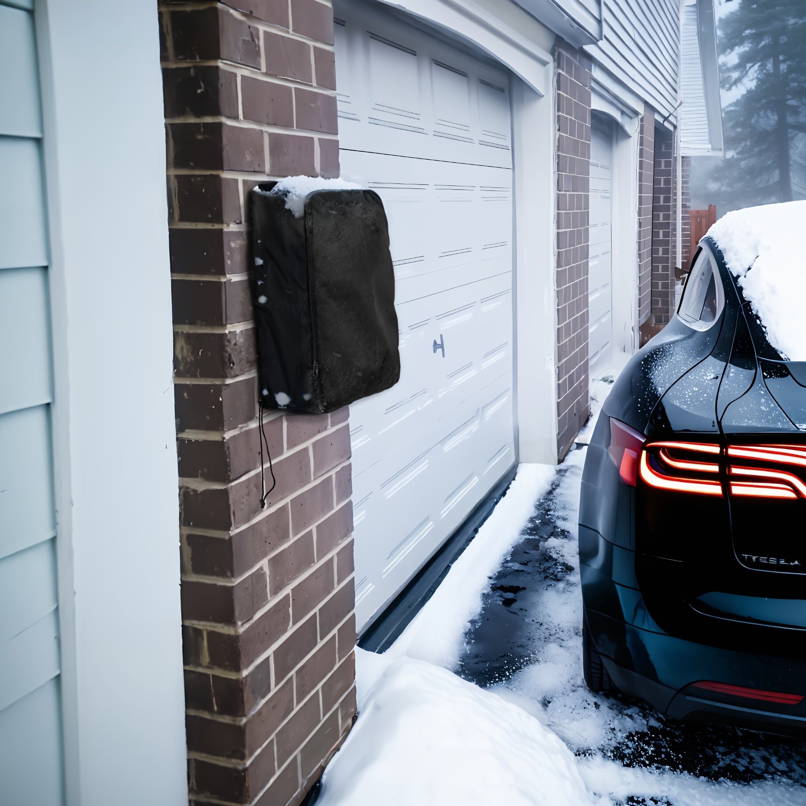 Black Electric Vehicle Charging Station Dust Cover with Zipper and Drawstring