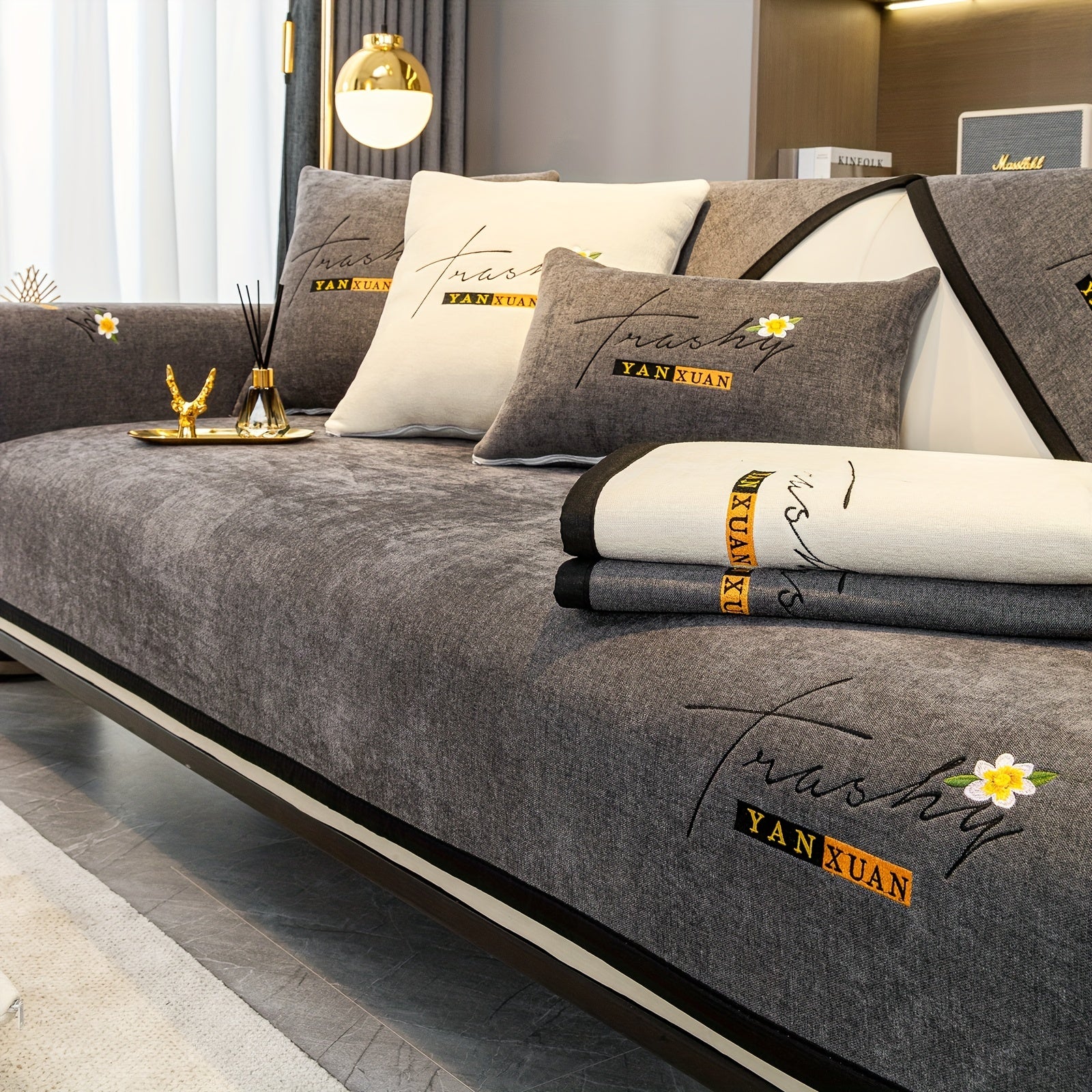 Chenille Sofa Slipcover All Seasons Protects Furniture and Enhances Home Decor