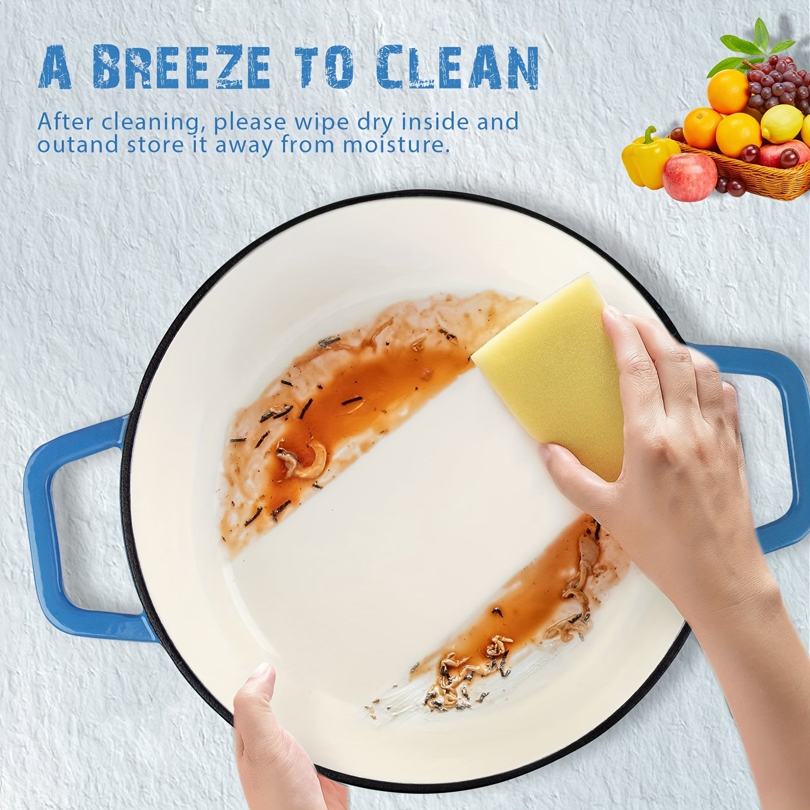 Bir parcha idish to'plami 3 kvartli yumaloq qozon va tekis qopqoqdan iborat bo'lib, gradient ko'l ko'k rangida. Qoplamasiz quyma temirdan tayyorlangan, bu mustahkam qozon oshxonangizdagi barcha pishirish ehtiyojlaringiz uchun mukammaldir.