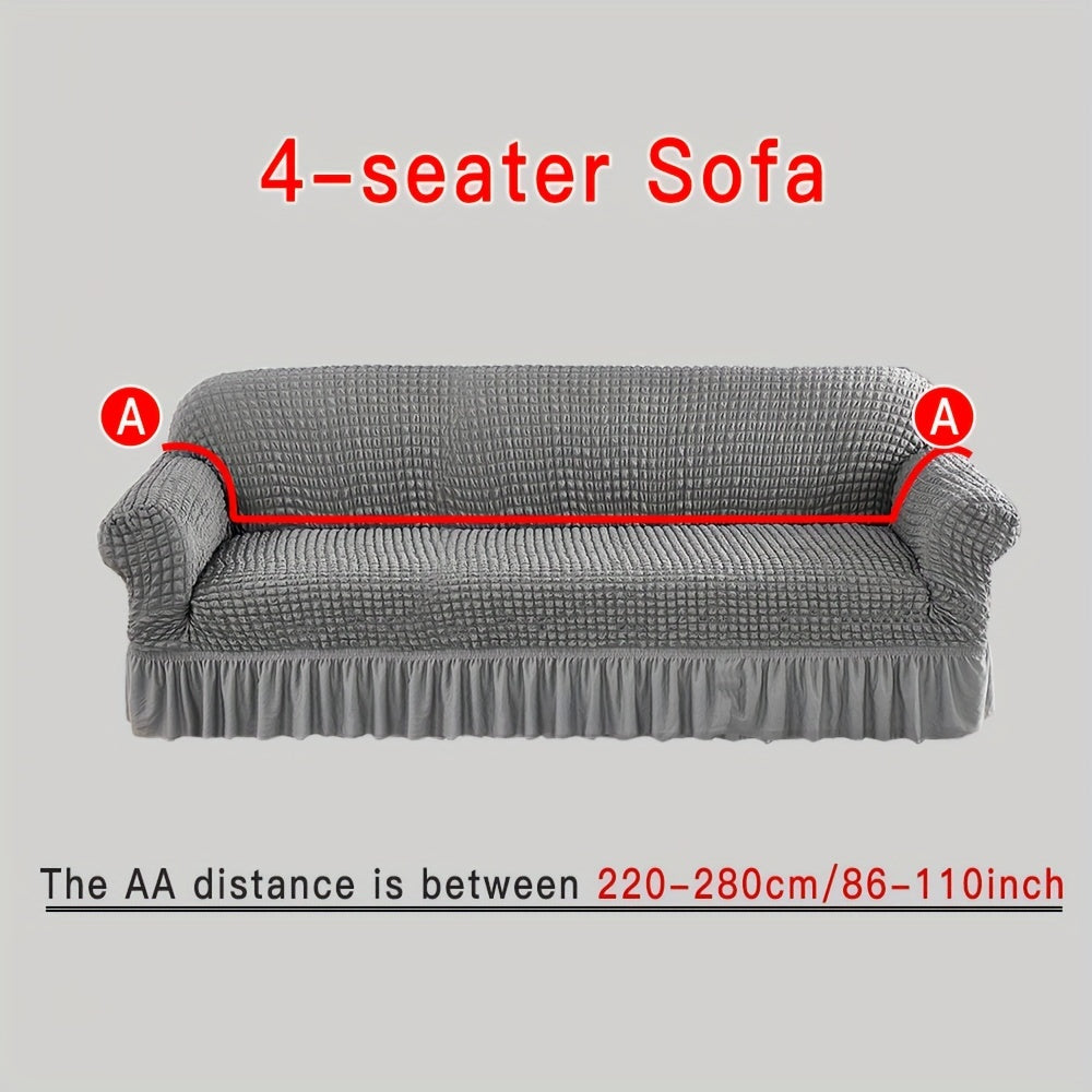Beige Elastic Sofa Cover Fits All Sizes Machine Washable Living Room