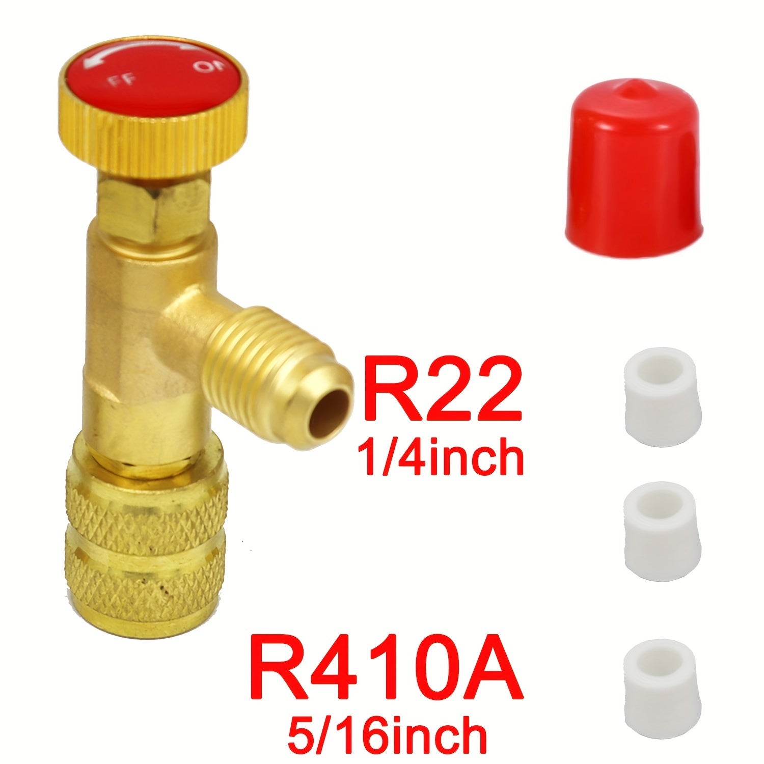 Brass R410A R22 Refrigerant Safety Valve with Adapters for HVAC Systems