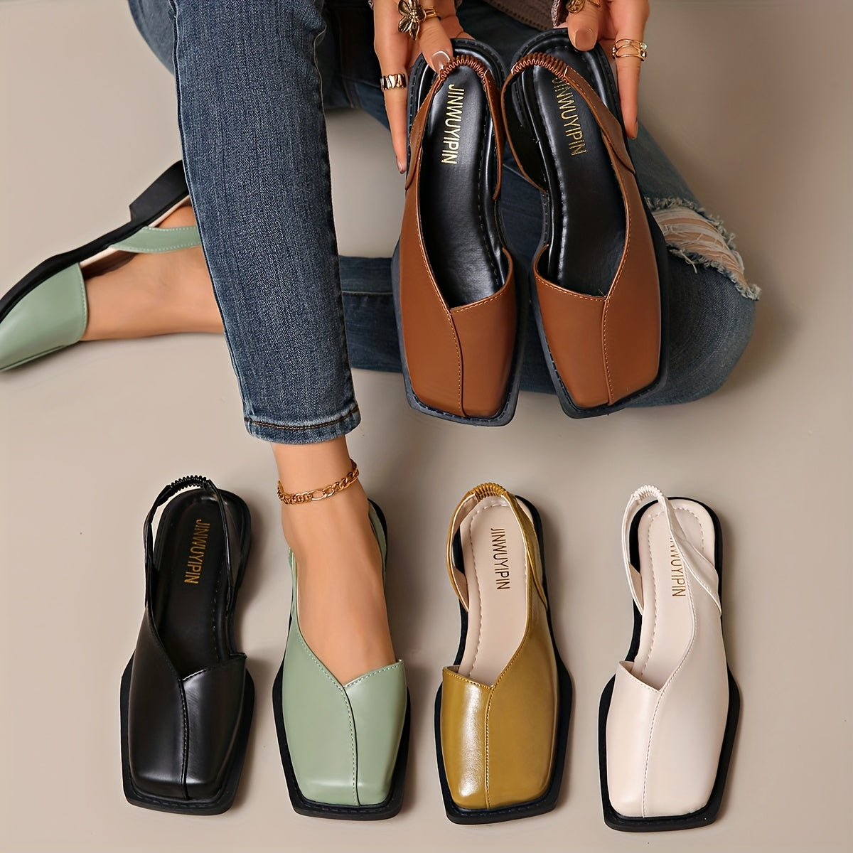 Women's Square Toe Block Heel Mary Jane Shoes Faux Cover Upper All-Season