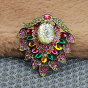 Vintage Cartoon Rhinestone Brooch Enamel Pin for Women Baroque Style Irregular Shape
