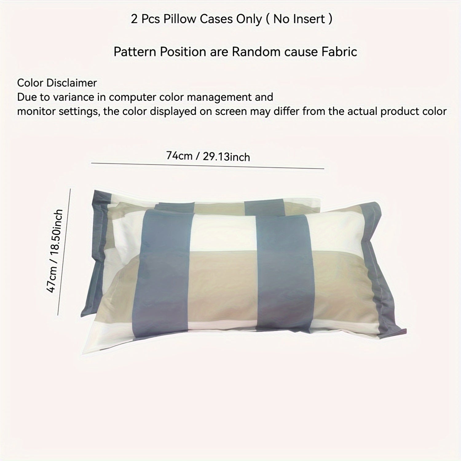 Juego de 2 fundas de almohada a cuadros de 75cm x 48cm, lavables a máquina, diseño geométrico