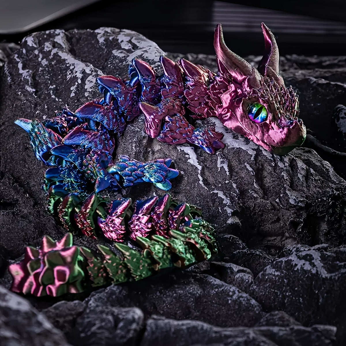 Adults 3D Printed Double-Horned Dragon Figurine Car Home Desk Decor