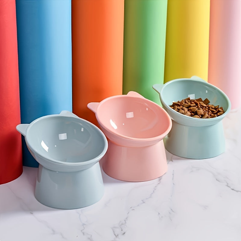 Набор высоких мисок для кошек с наклонным дизайном, дружелюбным к усам, из прочного пластика