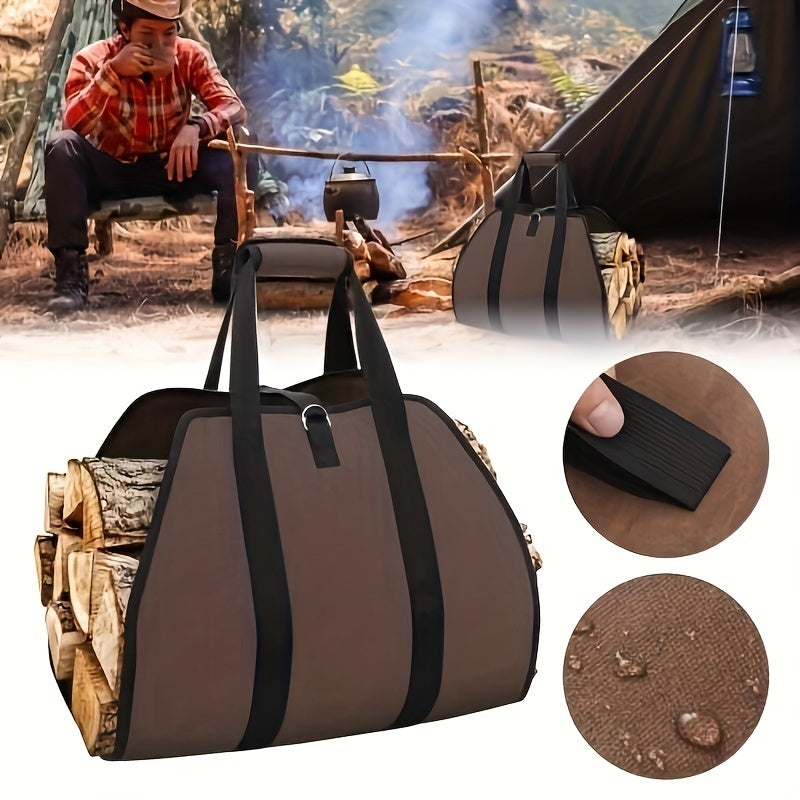 Large Capacity Portable Wood Storage Bag Oxford Fabric PVC for Camping Hiking BBQ