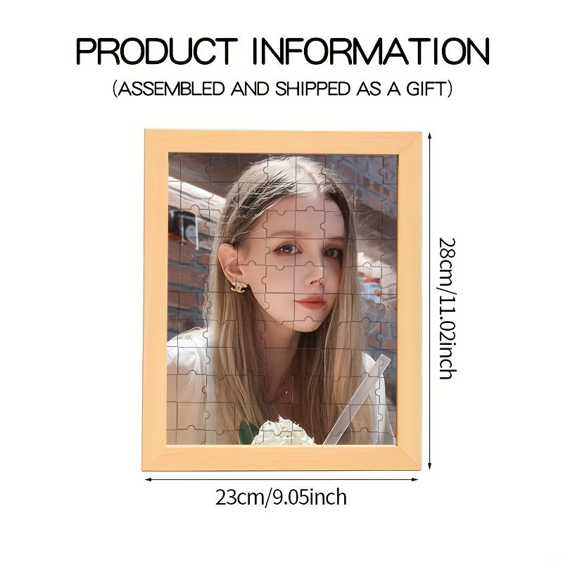 Custom Wooden Puzzle Frame for Photos DIY Building Blocks Gift for Anniversary or Home Decor