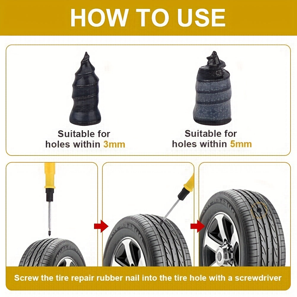 Universal Tubeless Tire Repair Screws for Car Motorcycle Bike Self-Sealing