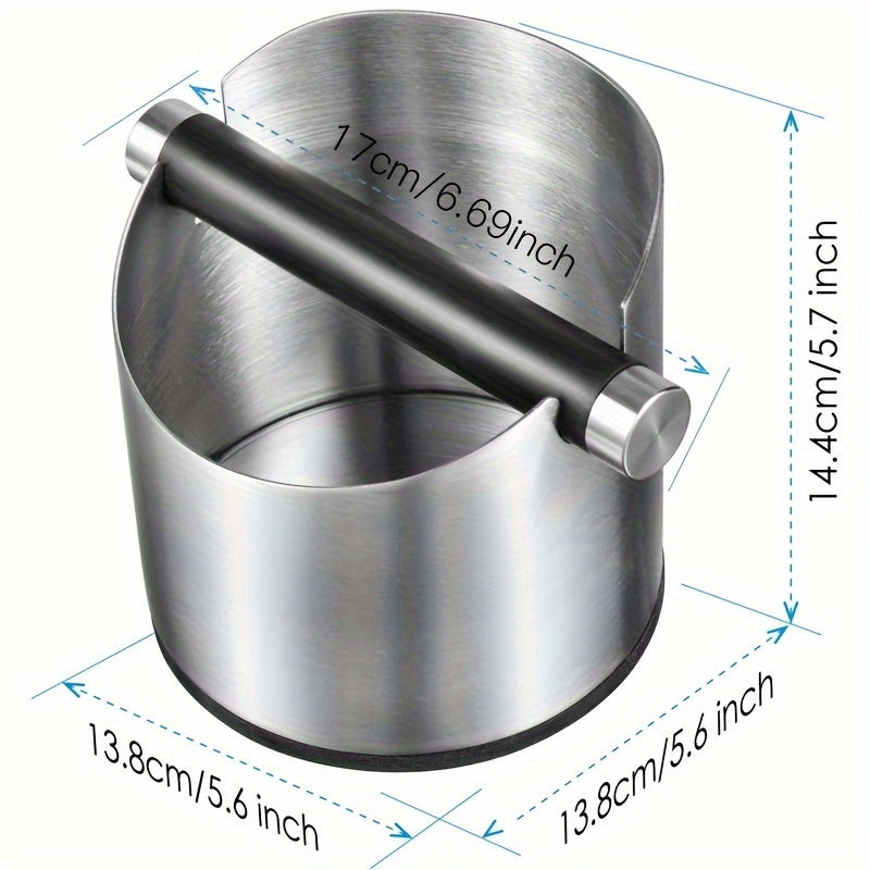 Stainless Steel Coffee Knock Box with Removable Knock Bar Non-Slip Base