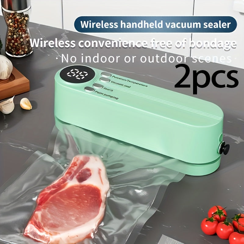 Raqamli displey bilan qayta to'ldiriladigan portativ vakuum yopish uchun mo'ljallangan qurilma oshxona va tashqarida foydalanish uchun