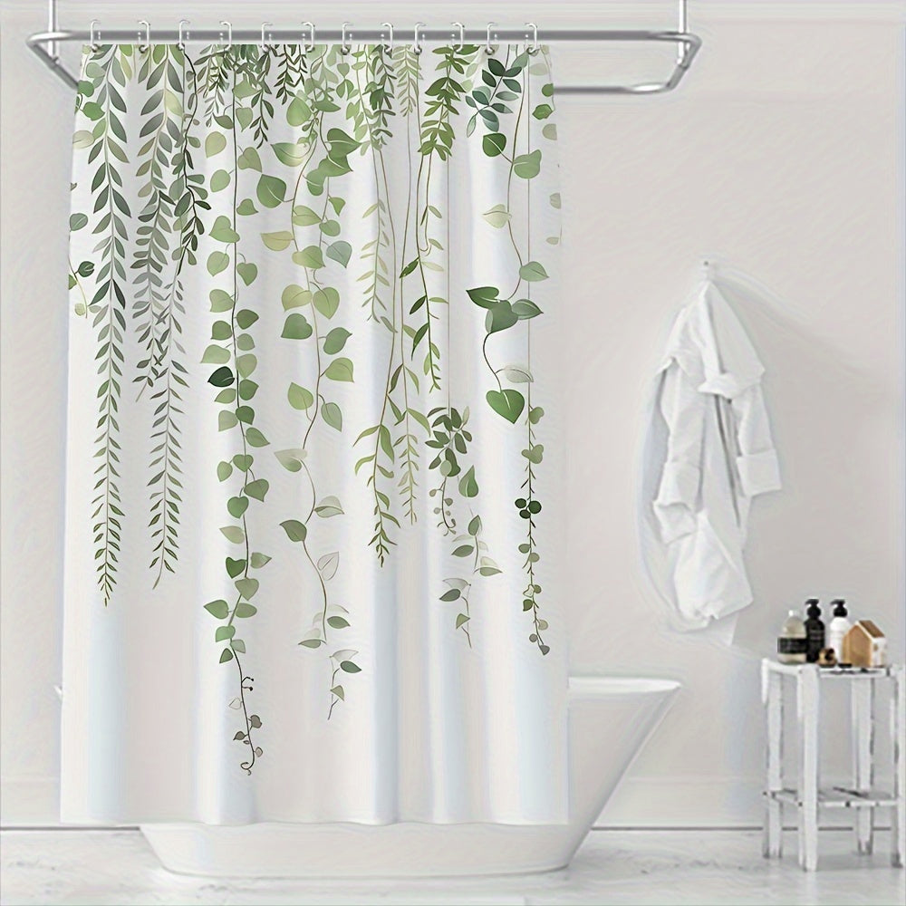 Green Leaf Shower Curtain Waterproof Polyester Bathroom Decor Privacy 70x72 Inches