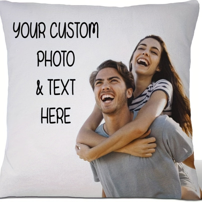 Custom Photo Pillow Cover 45.72x45.72 cm Knitted Polyester Cushion Cover for Couples and Gifts