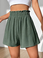 Women Cotton Casual Elastic Waist Shorts Slim Fit Summer